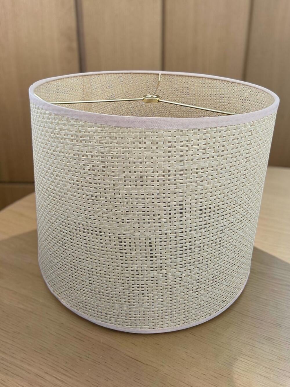 Cream Woven Rattan Style Drum Lamp Shade 13” Neutral Boho Coastal Replacement